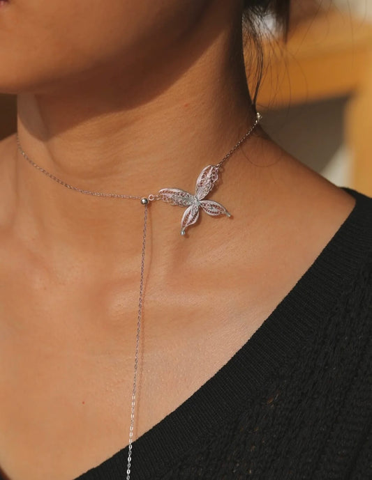 Delicate Butterfly Filigree Necklace