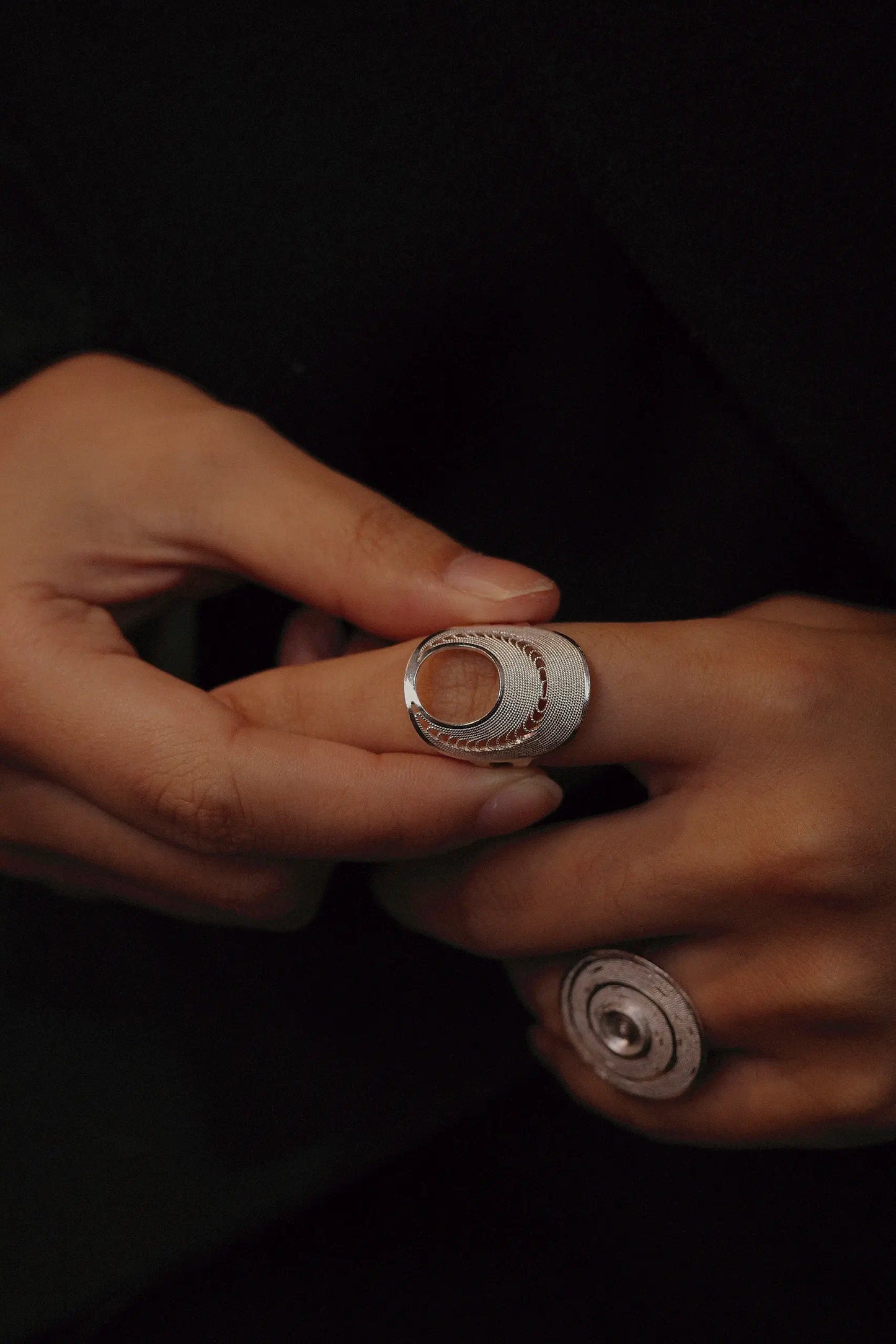 Moon Phases Filigree Ring