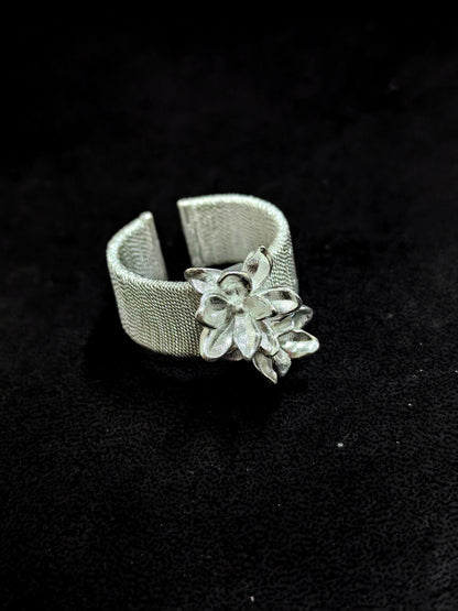 White Magnolia Filigree Ring