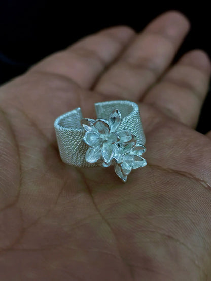 White Magnolia Filigree Ring