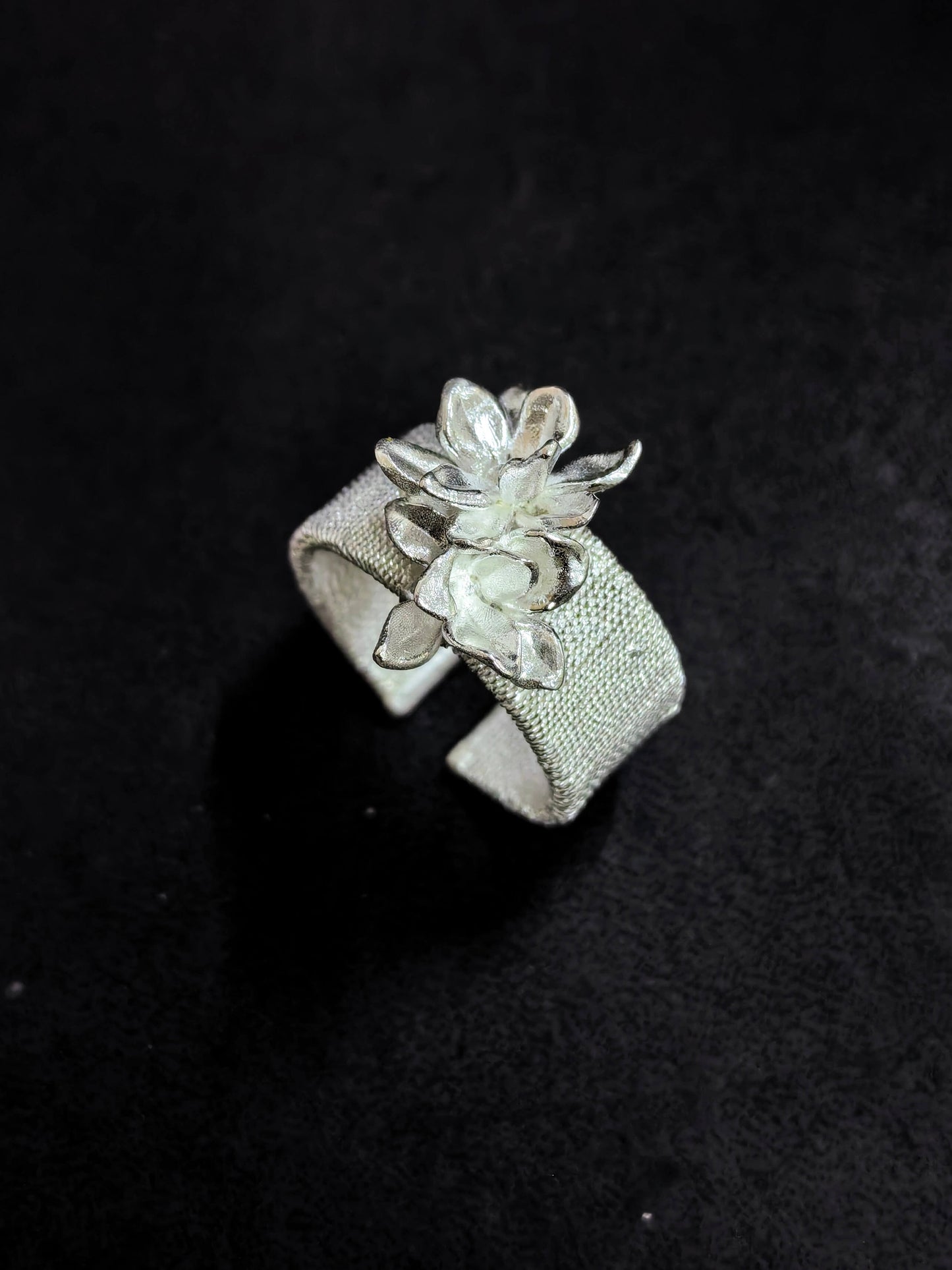 White Magnolia Filigree Ring