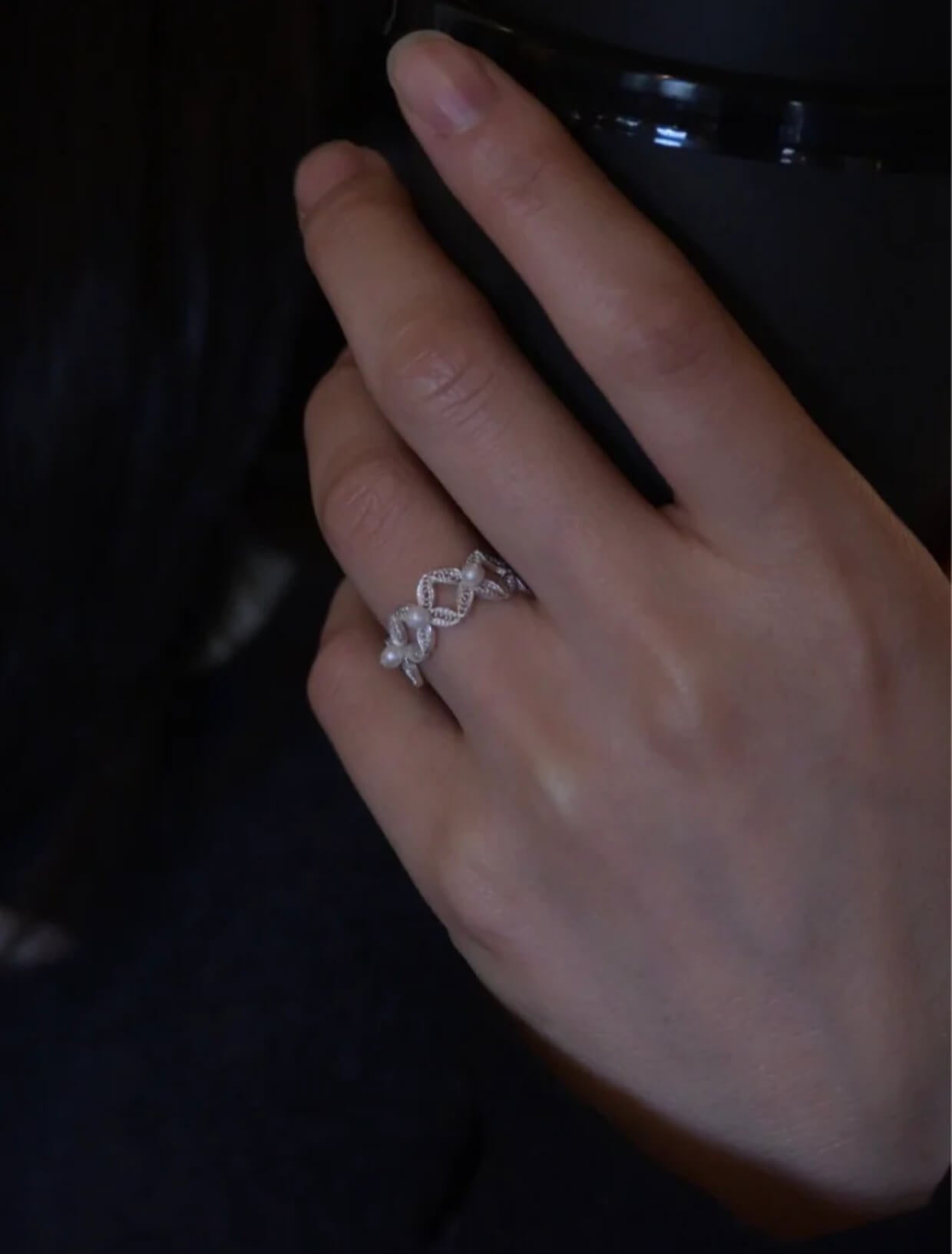 Minimalist Hydrangea Filigree Ring