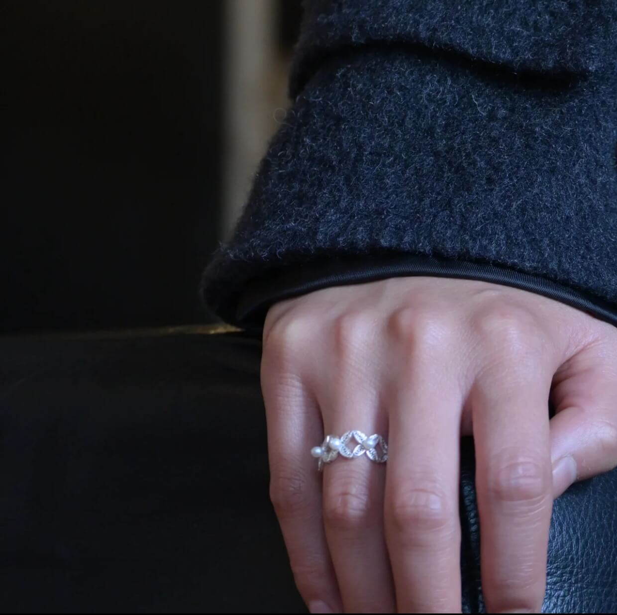 Minimalist Hydrangea Filigree Ring