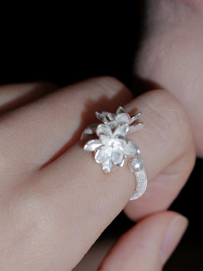 Single Magnolia Bloom Filigree Ring