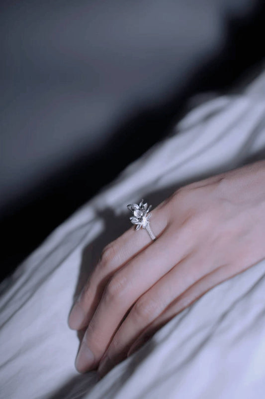 Single Magnolia Bloom Filigree Ring