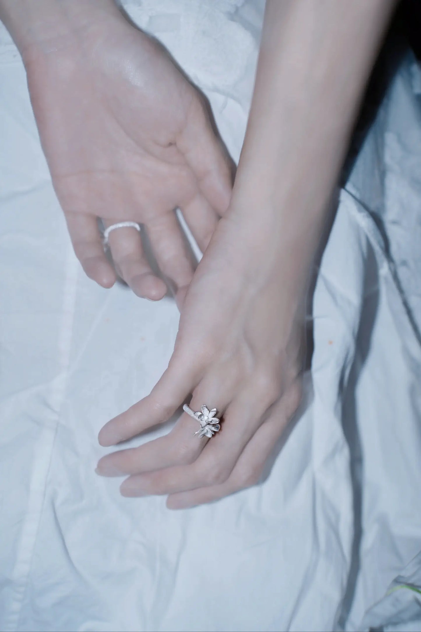 Single Magnolia Bloom Filigree Ring