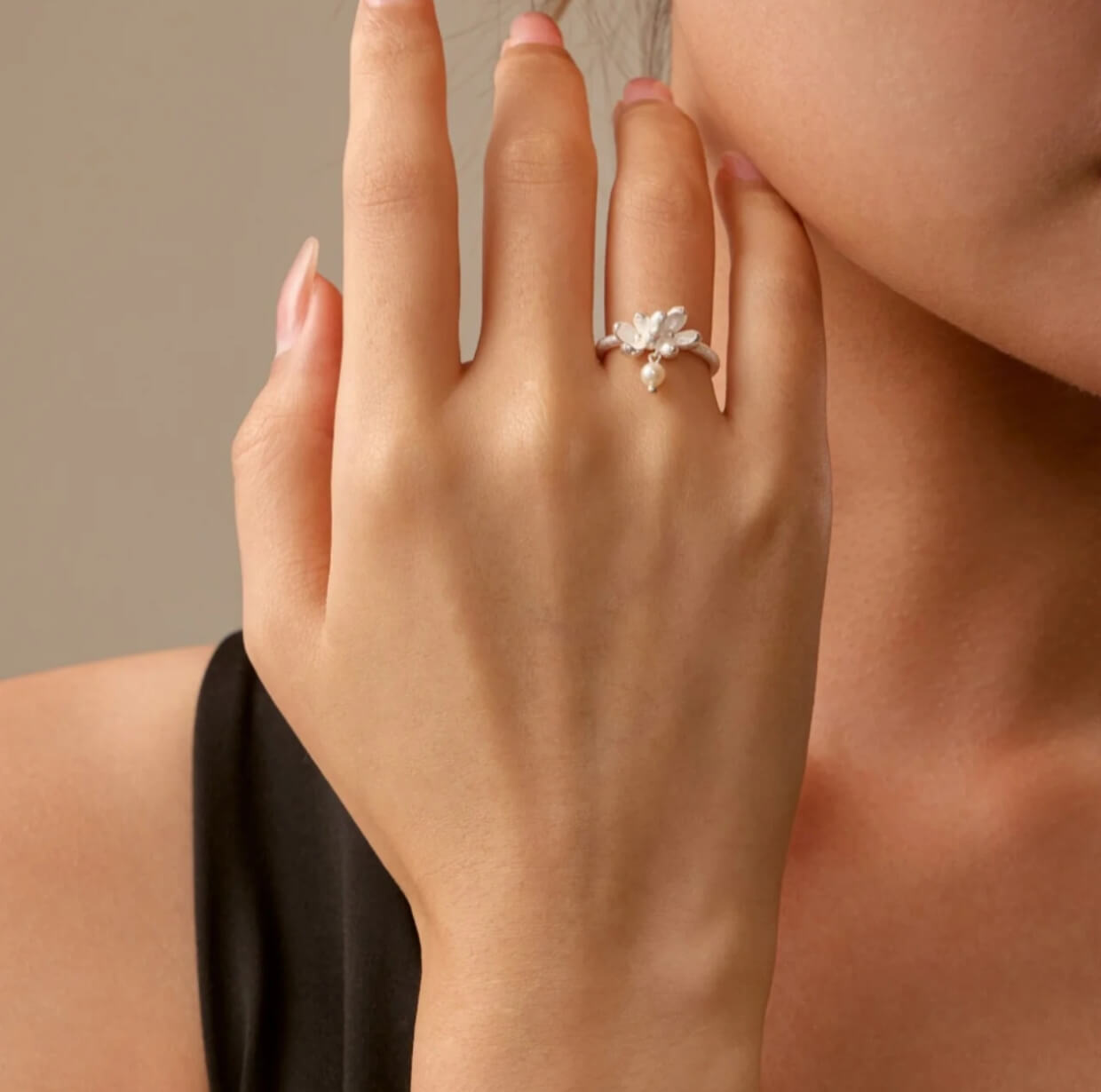 Sweet Osmanthus Pearl Filigree Ring