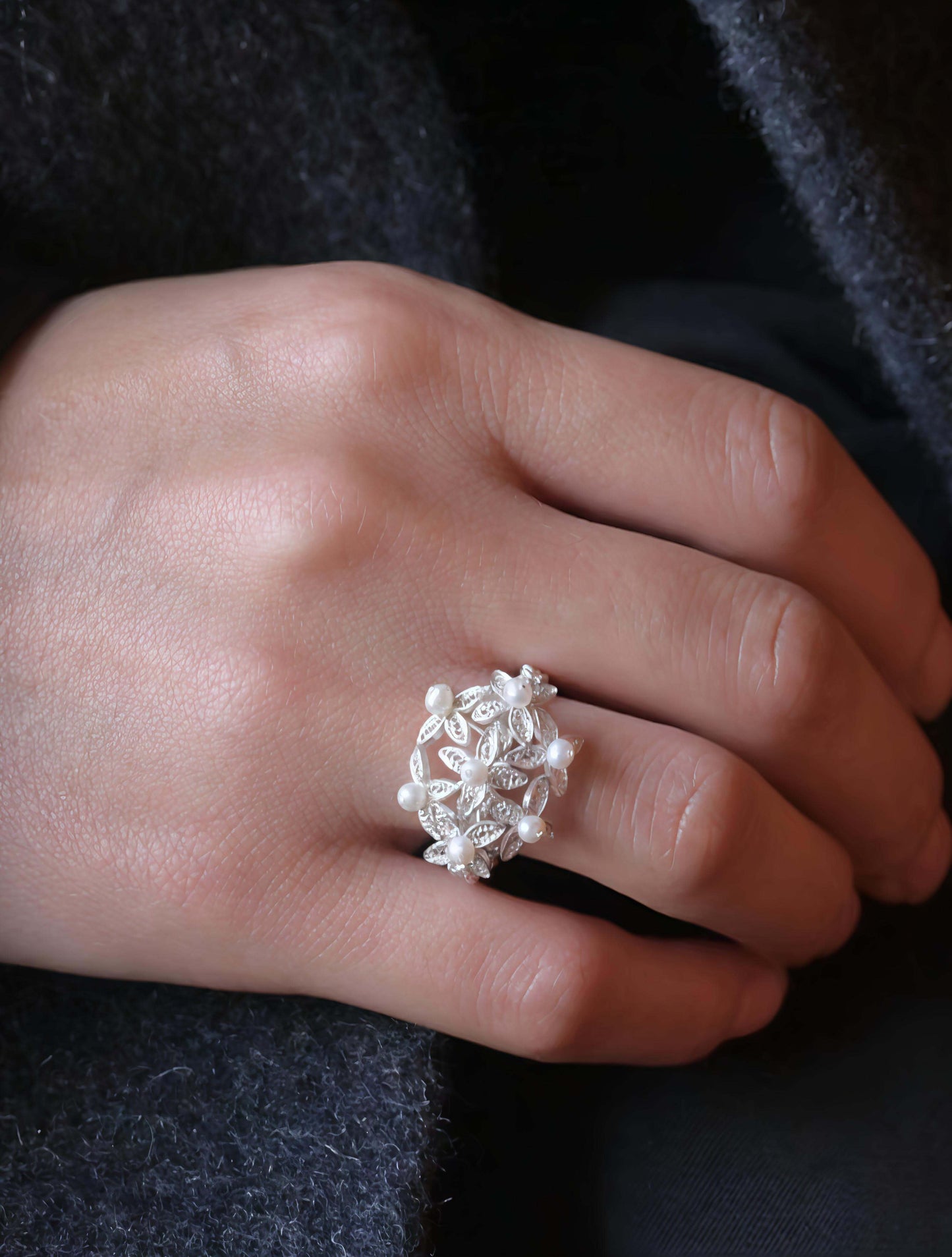 Hydrangea Filigree Ring