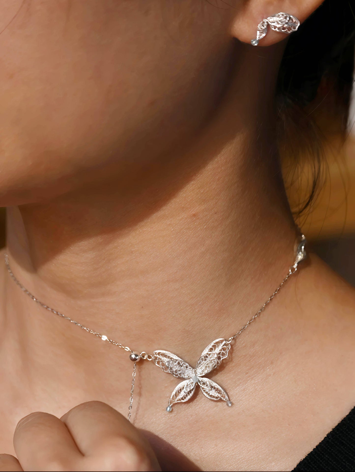 Delicate Butterfly Filigree Necklace