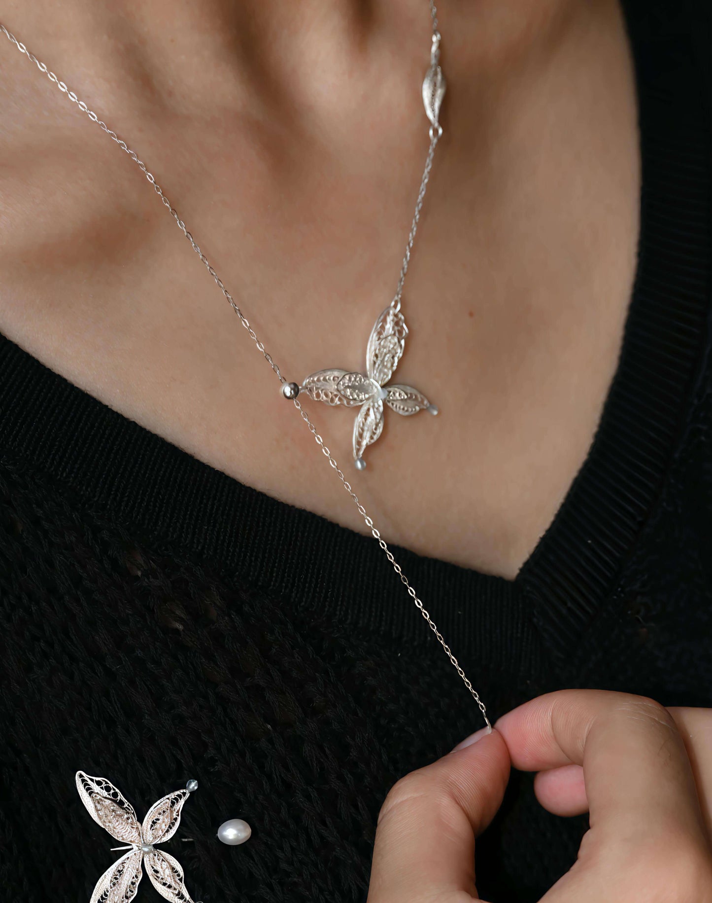 Delicate Butterfly Filigree Necklace